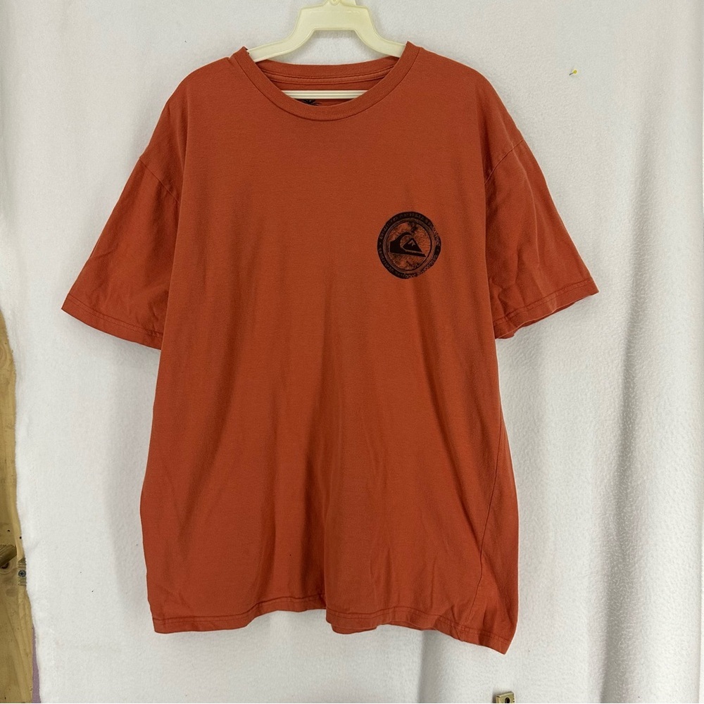 Quiksilver Graphic Logo‎ T Shirt Short Sleeve Mens Large Orange